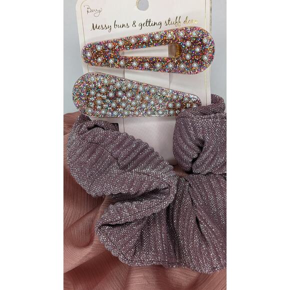 Berry Good Hair Scrunchies and Barrettes Shimmer Pink Purple - Picture 4 of 6